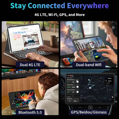 Miniatura 7 de Tablet Android 15 de 12 pulgadas, tableta 2026 con teclado, 24GB+256GB+2TB Expand, tabletas 2 en 1 con Gemini AI, Octa-Core, 8000mAh, WiFi 5G