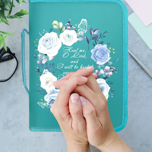 Miniatura 8 de DEHITE Funda para la Biblia para mujer, bolsas de transporte de la Biblia, tamaños medianos y grandes, ranuras para bolígrafos, tela de primera