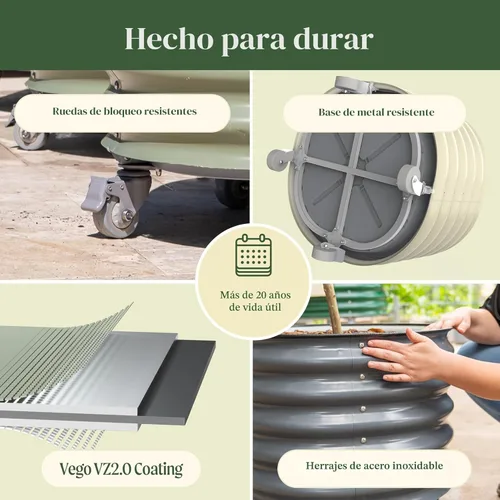 Miniatura 3 de Maceta de metal rodante para árboles cítricos Gen 2, maceta redonda grande con riego automático para cultivar árboles, tomates, plantas y flores al