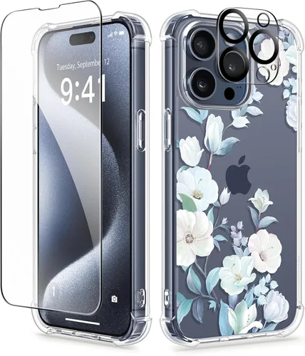 Miniatura 60 de GVIEWIN - Funda floral para iPhone 14 de 6.1 pulgadas, protector de pantalla + protector de lente de cámara, no se amarillenta, a prueba de golpes