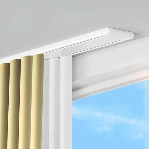 Silent Heavy Duty Curtain Track System - 15.4FT Ceiling Mounted Double Rail for Home, Office, Hotel, RV, School & Garage - White, Smooth Gliding,