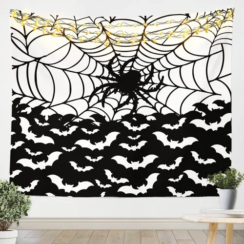 Miniatura 23 de Feelyou Halloween Wall Art for Bedroom Living Room Cartoon Ghost Tapestry Decoration for Kids Boys Girls Red Tapestry Wall Hanging Ghost Festival