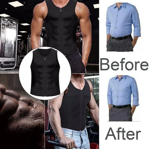 Miniatura 4 de IOTKIT Manson - Chaleco de compresión de ginecomastia con cremallera, camisas de compresión para hombre, camiseta sin mangas de compresión