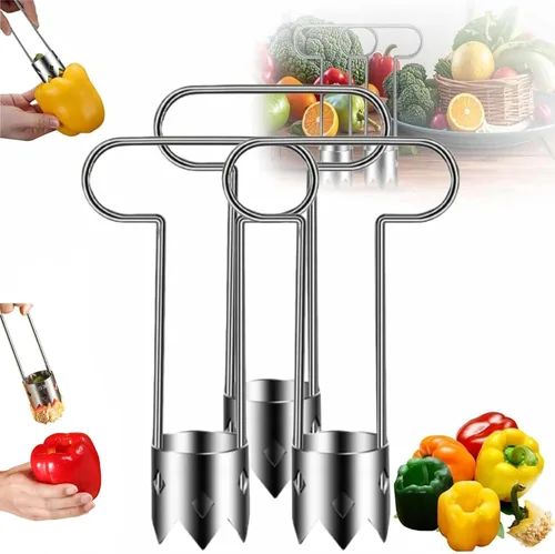 Miniatura 9 de Descorazonador de semillas de pimiento rojo 2026, descorazonador de frutas de acero inoxidable, cortador de herramientas de verduras, herramienta