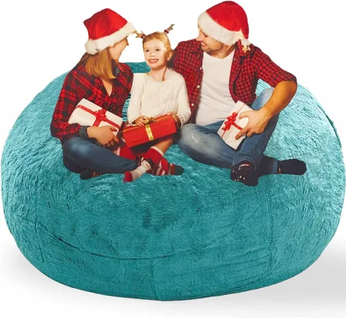 Miniatura 25 de Puf para adultos y niños sin relleno, sofá perezoso suave y redondo, funda de sofá de puf clásico, saco de amor para dormitorio, silla de lectura
