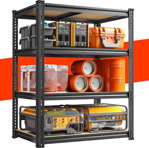 Miniatura 9 de REIBII Estantes de almacenamiento de 1600 libras, estantería de metal resistente, estantes de garaje de 5 niveles, estante de metal ajustable