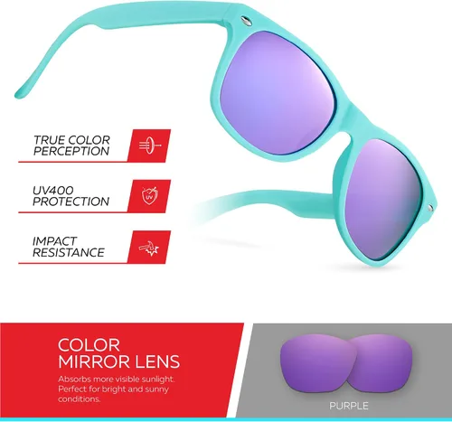 Miniatura 147 de Retro Rewind Lentes de sol para niños y niñas de 3 a 12 años, inastillables, UV400, lentes de sol para niños pequeños