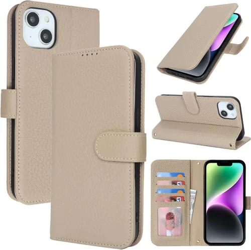 Miniatura 10 de Zouzt Funda para iPhone 11 de 6.1 pulgadas de piel auténtica con 4 ranuras para tarjetas, tarjetero con bloqueo RFID, tapa magnética, función atril