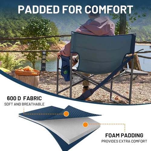 Miniatura 4 de Timber Ridge XXL - Silla de director – Silla de camping plegable resistente para adultos, capacidad de 500 libras, asiento acolchado extra ancho