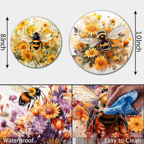 Miniatura 6 de Cubiertas para quemadores de jardín Tucocoo para estufas eléctricas o de gas amarillas, de 8 pulgadas y 10 pulgadas, cubiertas para quemadores