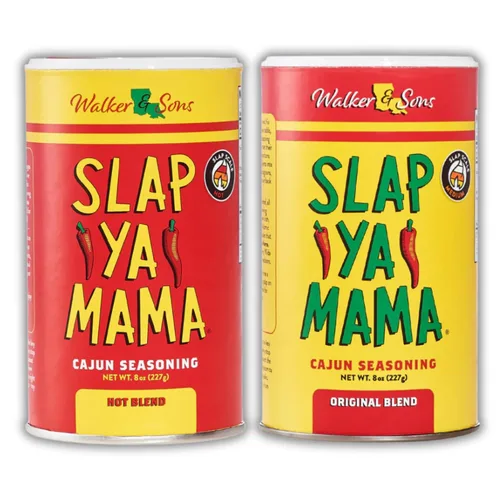 Slap Ya Mama condimento cajún de Louisiana, paquete de variedad de especias, latas de 8 onzas, 1 mezcla cajún original y 1 mezcla cajún picante