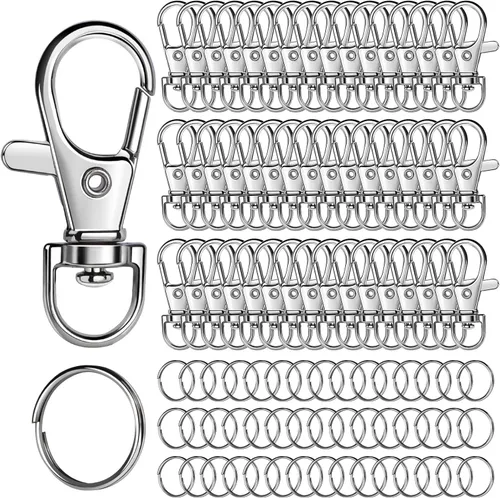 Miniatura 8 de LEOBRO 160 piezas de cierres de garra de langosta y llaveros, kit para hacer llaveros, 80 piezas de clips de llavero y 80 piezas de anillos