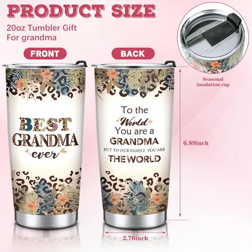 Miniatura 2 de Silkfly Set de 3 piezas de la mejor abuela del mundo para mujeres, regalos de cumpleaños, día de la madre, regalo de cumpleaños, vaso de acero