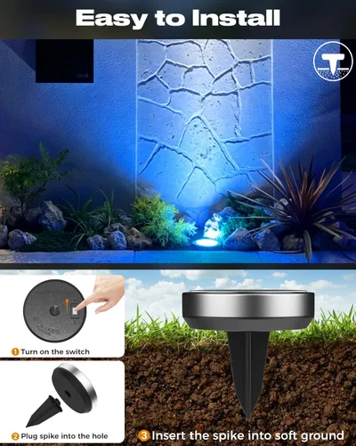Miniatura 4 de btfarm 16 Pack Solar Lights Outdoor, 8 LED Solar Ground Lights IP65 Waterproof Flat Solar Disc Light, Pathway Lights for Garden Patio Yard Christmas