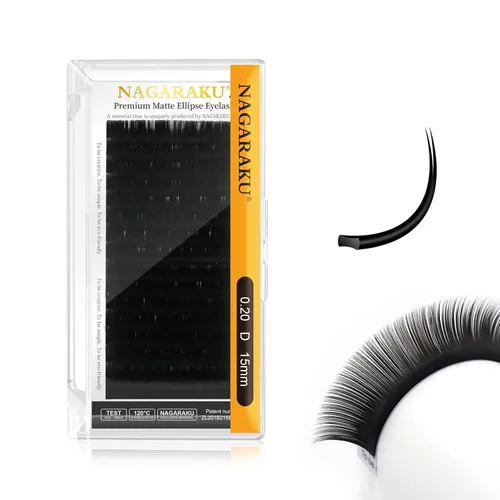 Miniatura 61 de NAGARAKU Extensiones de pestañas elipse con puntas abiertas planas, pestañas individuales de 0.006 in, rizo C, bandeja de mezcla de 0.315-0.591 in