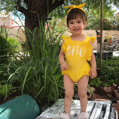 Miniatura 17 de Shalofer Traje de primer cumpleaños para bebé niña con diadema
