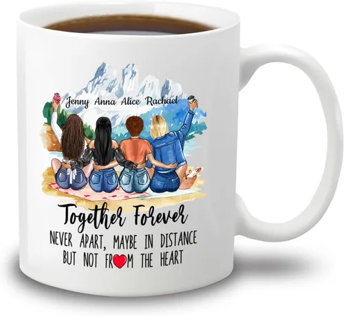 Miniatura 10 de Taza de café con texto en inglés "Besties There Are Friends That Become Family", tazas personalizadas para mejores amigas para mujeres, elige