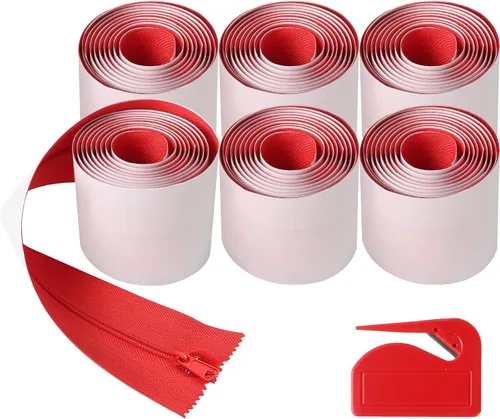Miniatura 6 de Paquete de 12 cremalleras antipolvo resistentes, sistema de protección contra el polvo, cremallera instantánea autoadhesiva para puerta, 7 pies