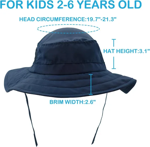 Miniatura 16 de Connectyle Sombrero de sol para niños y niñas, sombrero de pescador de ala ancha UPF 50+, sombrero de protección solar, sombrero transpirable