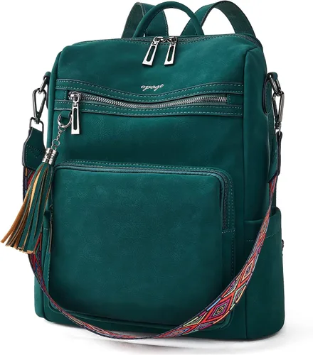 Miniatura 61 de OPAGE - Mochila de cuero para mujer, con borla de moda, bolso de hombro, mochila grande, bolsa de viaje, gris, L