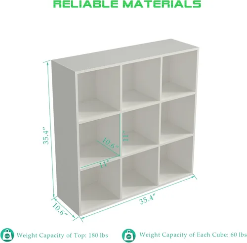 Miniatura 17 de OSCHF - Estantería de almacenamiento de 12 cubos, estantería de madera de 3 niveles con espacios abiertos para el hogar y la oficina, organizador