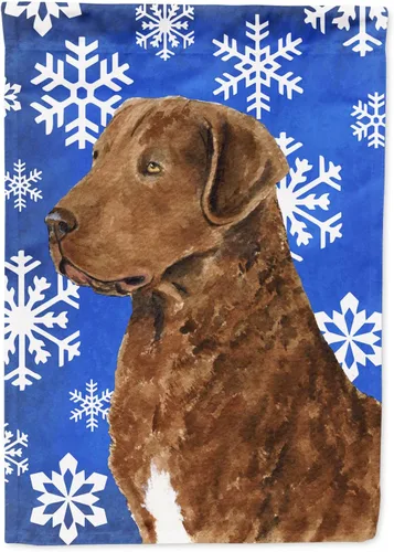 Miniatura 31 de Caroline's Treasures SC9374GF Bulldog English Snow flakes Holiday Garden Flag Buzón Bandera decorativa para patio exterior, patio, obras de arte