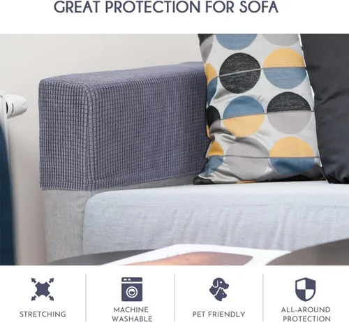 Miniatura 3 de SUPVOX Funda elástica universal para reposabrazos de sofá, 2 piezas, protector de reposabrazos elástico de vellón suave para sofá y sillón, toallas