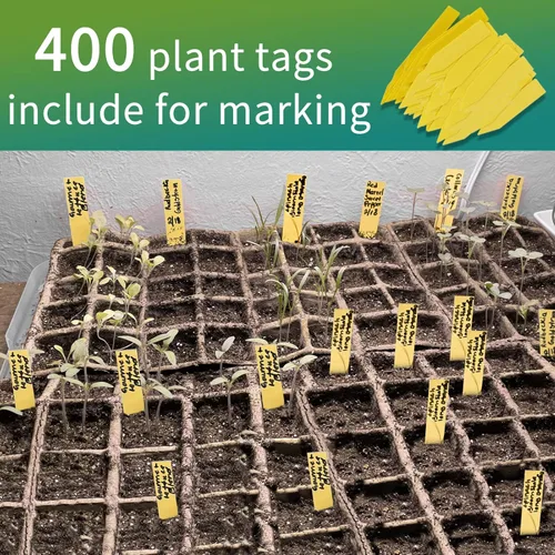 Miniatura 4 de TCBWFY Bandejas de inicio de plántulas 640Cells, paquete de 40 macetas de turba biodegradables, kit de inicio de plántulas, bandejas de inicio
