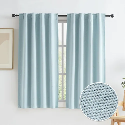 Miniatura 81 de Paneles de cortinas de ventana 100% opacas, con trabillas traseras, bolsillo para barra, gancho, cinturón, aspecto plisado, cortinas para sistema