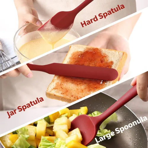 Miniatura 3 de Wanbasion Juego de 5 Espátulas de Silicona Premium Resistentes al Calor, Juego de Espátulas de Cocina Aptas para Lavavajillas para Utensilios