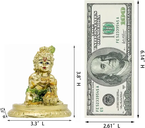 Miniatura 5 de Ídolo de Krishna Hindu God Baby Krishna – 3.7 pulgadas de alto, estatua india de Krishna para el hogar, oficina, templo mandir, artículo de Pooja