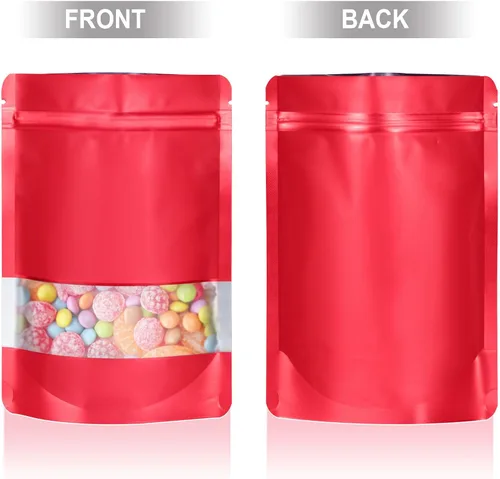 Miniatura 4 de 600 bolsas de Mylar a prueba de olores, color rojo, 5 tamaños, para almacenamiento de alimentos, cada tamaño, 120 bolsas de Mylar resellables