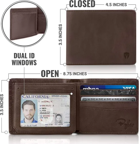 Miniatura 4 de Billetera de dos espacios para identificación, sostenedor de RFID, compartimento para tarjetas de capacidad extra, lo mejor en protección