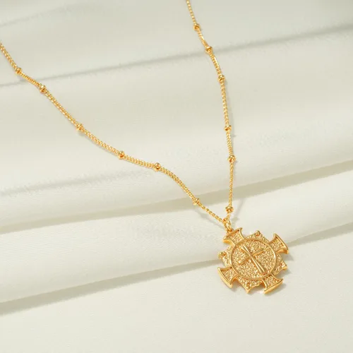 Miniatura 176 de Fettero - Collar con dije de cruz de fe, chapado en oro de 14 K, cadena fina, minimalista, simple, pequeña, para oración, regalo de joyería religiosa