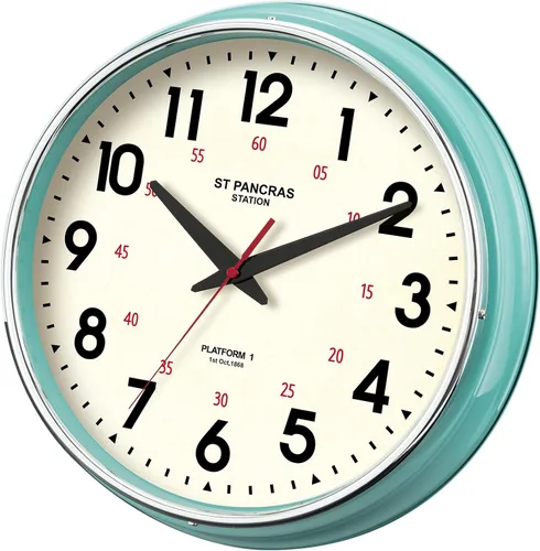 Miniatura 7 de Reloj de pared de metal de 12.4 pulgadas, relojes de pared vintage retro, estilo campestre, silencioso, sin tictac, fácil de leer para sala de Verde
