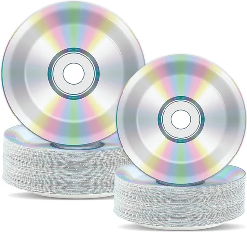 CHUNNIN 100 platos de papel de CD de 7 y 9 pulgadas, decoraciones de fiesta temática retro de los 90, suministros de los años 90, disco de