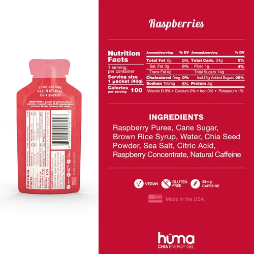 Miniatura 2 de Gel energético Huma Chia Energy Gel, 24 unidades, Raspberries, 1