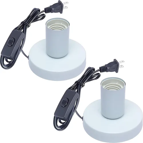 Miniatura 8 de Lámpara de mesa industrial, pequeña base de enchufe de luz de escritorio de metal pulido, soporte de bombilla de rosca Edison vintage E26/E27, cable