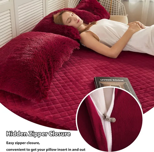 Miniatura 5 de LIFEREVO - Juego de 2 fundas de almohada de pelo sintético de lujo, fundas de almohada de felpa peluda decorativas para Navidad, fundas de almohada