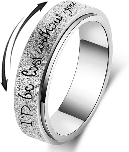 Miniatura 12 de Anillo Inicial Giratoria de Ansiedad para Mujeres Anillo de Ansiedad para Mujeres y Hombres Anillo de Pulgar para Hombres Anillo Giratoria de Plata