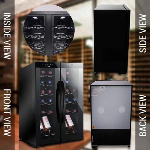 Miniatura 9 de Nutrichef Refrigerador de vino de 24 botellas Enfriador de vino de doble zona Temperatura ajustable de 41 °F a 64 °F Funcionamiento ultra