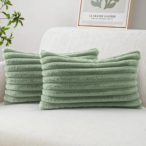 Miniatura 19 de MIULEE Juego de 2 fundas de almohada decorativas de piel sintética de 16 x 16 pulgadas, decoración moderna de primavera para el hogar, almohadas