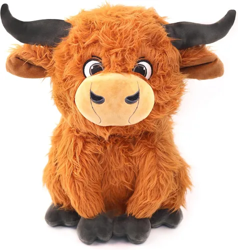 Juguete de peluche de vaca de las tierras altas de 12 pulgadas, animal de peluche de gran tamaño, mullido, lindo y mullido ganado de las tierras