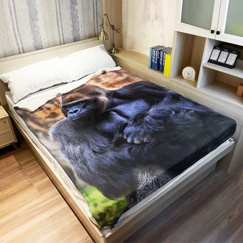 Miniatura 3 de HommomH Gorilla - Manta de forro polar suave y esponjoso, animal salvaje divertido, 50 x 60 pulgadas, color negro