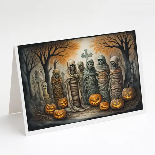 Miniatura 7 de Caroline's Treasures DAC2223GCA7P - Tarjetas de felicitación y sobres de Halloween espeluznantes de gato negro, paquete de 8 tarjetas en blanco