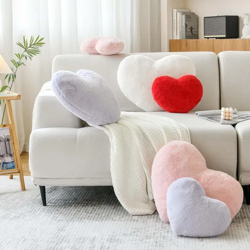 Miniatura 3 de XVTRU Almohadas de corazón rosa melocotón, bonita almohada decorativa de corazón, almohadas en forma de corazón para cama, cojín de felpa de felpa