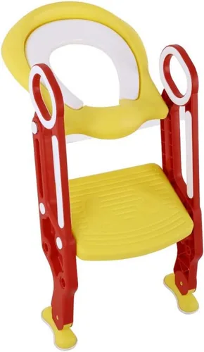 Escalera portátil para silla de inodoro rígida para bebé con altura de escalón, reposabrazos doble y almohadillas antideslizantes para los pies,