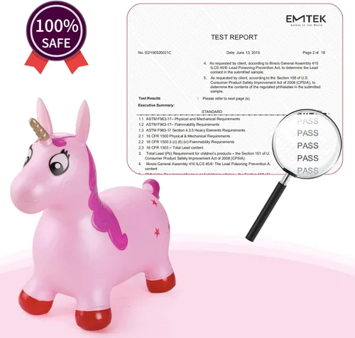 Miniatura 5 de INPANY Tolva de unicornio rosa, tolva de caballo, juguete inflable inflable para niños, niños y niñas, niños pequeños (bomba incluida)