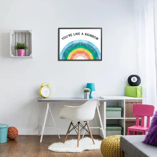 Miniatura 3 de Stupell Industries Arcos con diseño de acuarela con frase "You're Like A Rainbow Phrase", diseño de Daphne Polselli, arte de pared enmarcado