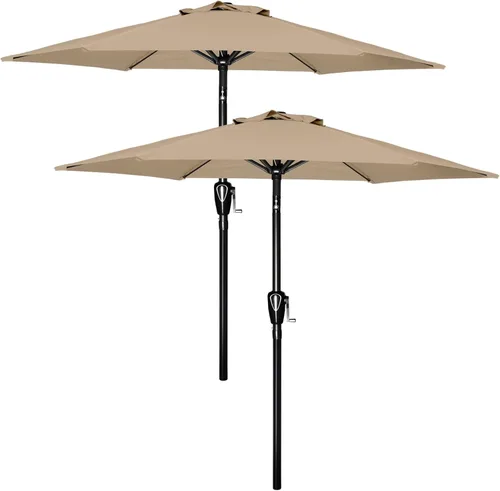 Miniatura 12 de YSSOA Sombrilla de patio de 7.5 pies con 6 varillas resistentes, color beige